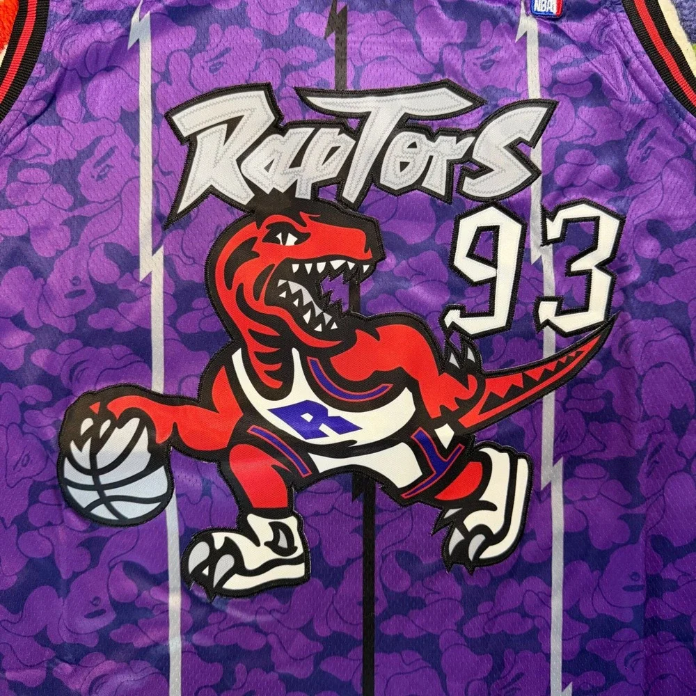 Mitchell & Ness BAPE Toronto Raptors Purple Camo Jersey 93 Medium NWT Rare NBA - Picture 5 of 7